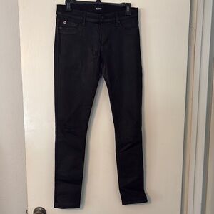 Hudson black coated skinny jeans.Has small ripple, not noticeable when on